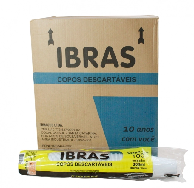 Copo descartável branco 300 ml caixa com 2000 unidades Ibras