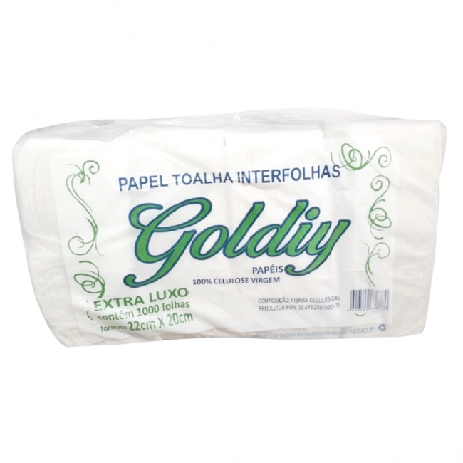 Papel toalha interfolha 100% celulose 22x20cm 500gramas Goldiy
