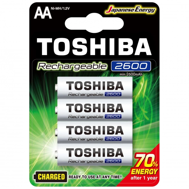 Pilha Recarregável AA Com 4 Unidades 2600 Mah Toshiba
