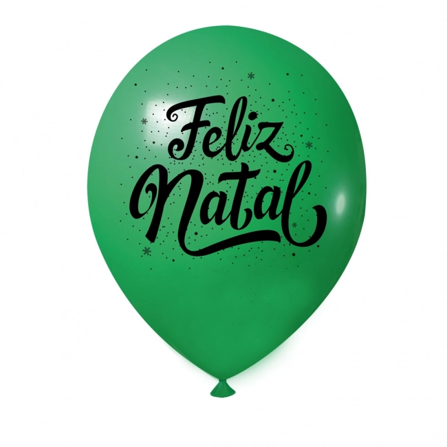 Balão 09 polegadas com 25 unidades tema feliz natal verde