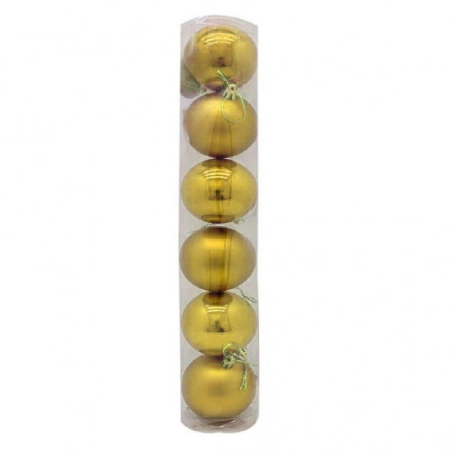 Jogo de Bolas de Natal, Dourado, 8 Bolas de 7cm, Cromus