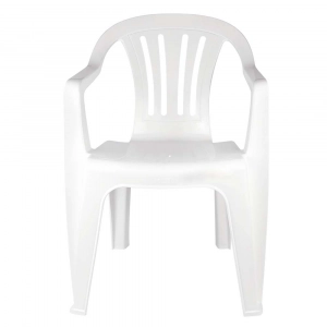 Cadeira plástica com apoio de braço cor branca