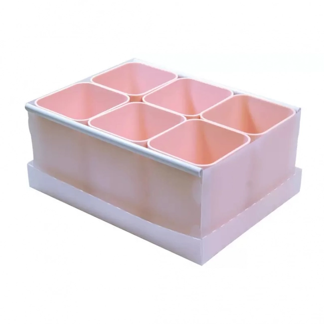 Caixa organizadora de objetos Dello com 6 porta objetos rosa