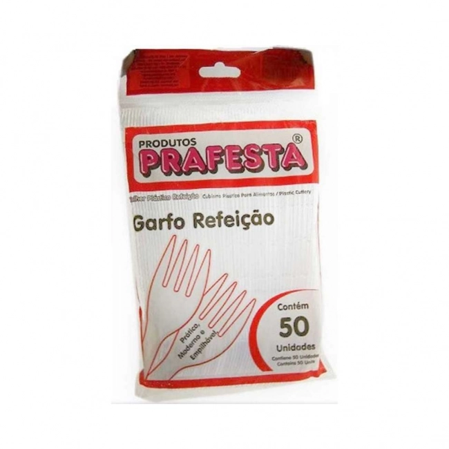 Garfo para Refeição Cristal Pacote com 50 Unidades Prafesta