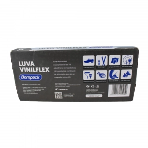 Luva de Procedimento Viniflex Preta Sem Pó P Caixa Com 100 Unidades Bompack