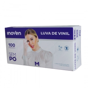 Luva de procedimento vinil sem pó M 100 unidades Inoven  