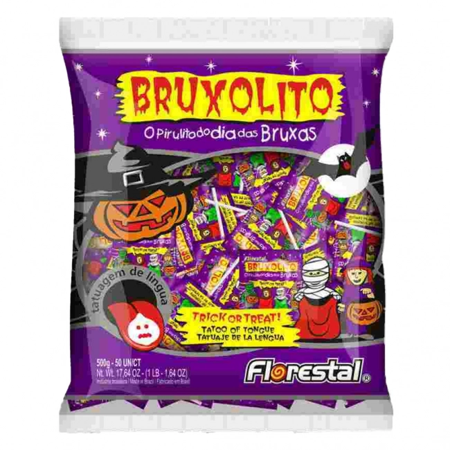 Pirulito bruxolito 500gramas halloween Florestal 