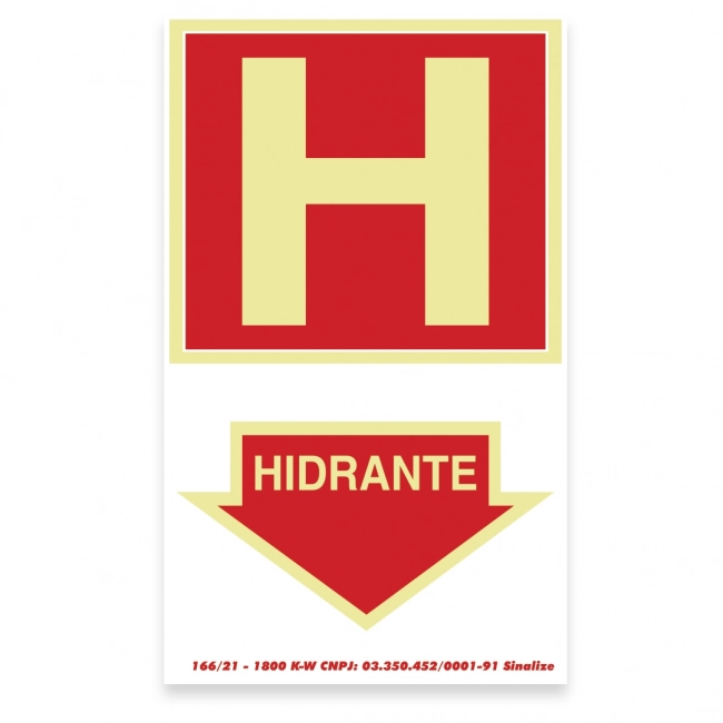 Placa Sinalize 20x30cm combate a incendio hidrante