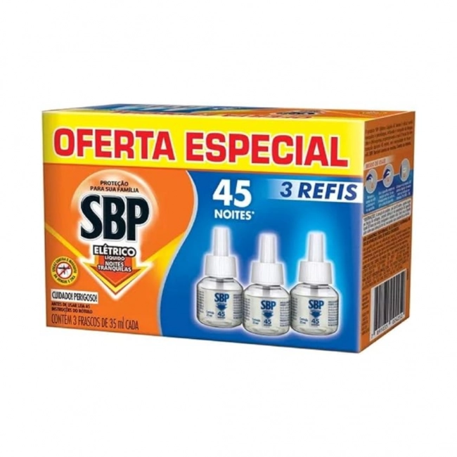 Refil Repelente Elétrico Liquido 35ml Kit Com 3 Unidades SBP